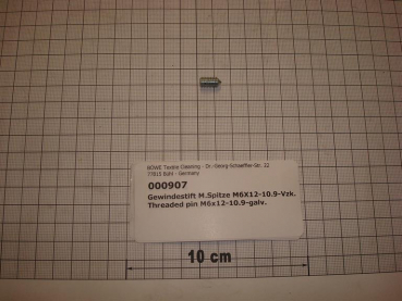 Threaded pin,DIN914,M6x12mm,10.9,galvanized