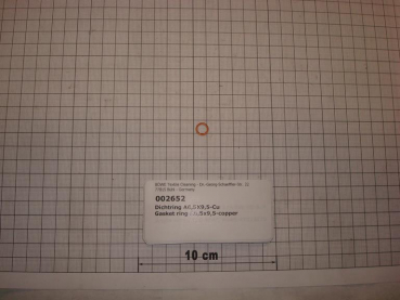 Copper sealing ring,6,5x9,5x1,5mm,M6,DIN7603