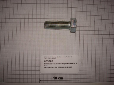Hexagon screw DIN933,M20x60mm,8.8,galvanized