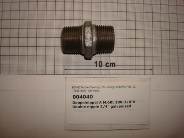 Double nipple,280V20,with hexagon,3/4",galvanized