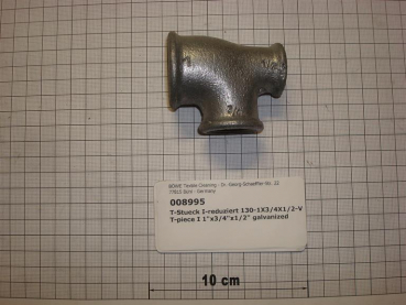 T-piece,reduced,130V252015,1"x3/4"x1/2",galvanized