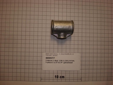 T-piece,reduced,130V150815,1/2"x1/4"x1/2",galvanized,middle reduced