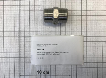Double nipple,280V4A20,with hexagon,3/4",stainless steel
