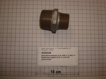 Double nipple,245V3225,with hexagon,reduced,1 1/4"x1",O/O,galvanized