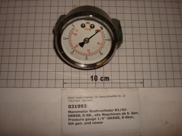 Manometer,0-3 bar,1/4"v.hinten,DM64mm, Einbau,alle Maschinen ab 5.Gen.