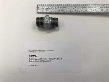 Double nipple,280V10,with hexagon,3/8",galvanized