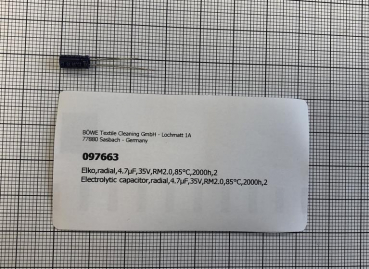 Electrolytic capacitor,radial,4.7µF,35V,RM2.0,85°C,2000h,2