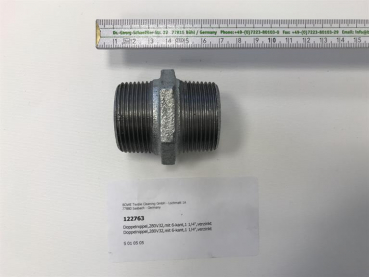 Double nipple,280V32,with hexagon,1 1/4",galvanized