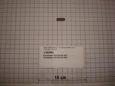 Fitting key,A5x5x18mm,DIN6885,f.self cleaning button trap,P564,P5100,P470,SI70