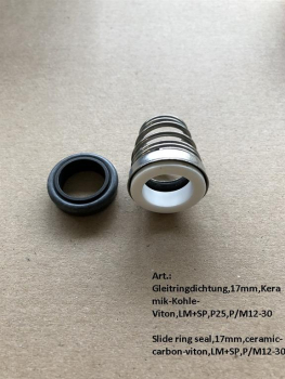Gleitringdichtung,17mm,Keramik-Kohle-Viton, LM+SP,P/M12-30