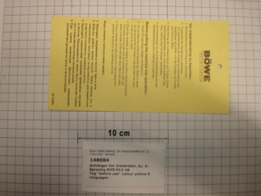 Tag "before use" colour yellow 6 languages
