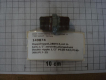 Double nipple,280V15,with hexagon,1/2",galvanized