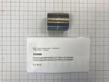 Double nipple,NIPV4A2003,3/4"x30mm,A2,stainless steel