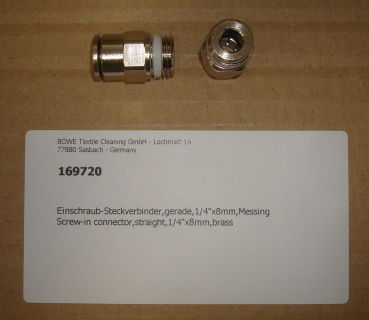 Screw-in connector,straight,1/4"x8mm,brass