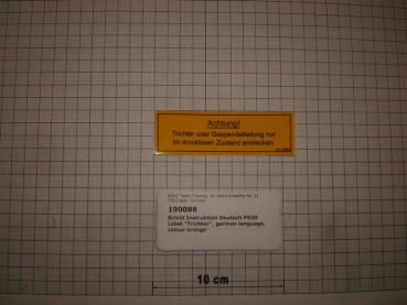 Label "Trichter", german language, colour orange