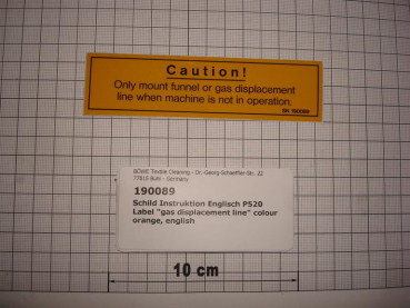 Label "gas displacement line" colour orange, english