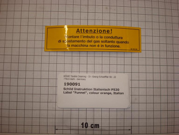 Label "Funnel", colour orange, Italian