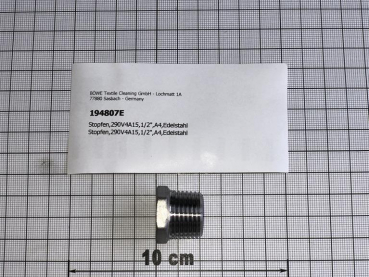 Plug,290V4A15,1/2",A4,stainless steel