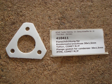 Gasket,teflon,triangular,30x1.5mm,3-hole,for condenser flange,COMET P/M