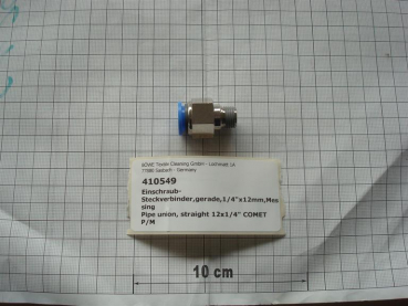 Screw-in connector,straight,1/4"x12mm,brass