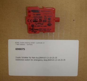 Additional switch for emergency stop,16A,BÖWE BWH-10-60TP+BWH/BWL-10-120TP2 washing machine