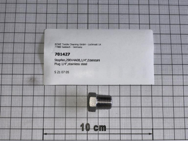 Plug,290V4A08,1/4",stainless steel