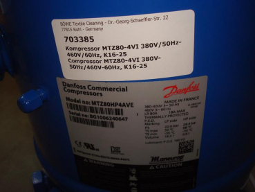 Cooling compressor,screw connection,MTZ80HP4,400V-50Hz,460V-60Hz,K16,K25,Polysorba