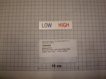Label "low high" colour white