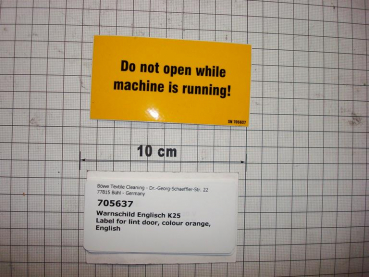Label for lint door, colour orange, English