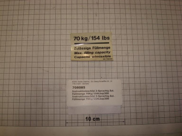 Label "max. capacity 70kg/154Lbs"