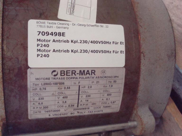 Drive motor,230/400V-50Hz,1,9KW,P240,P300