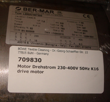 Drive motor,230/400V-50Hz,5,5KW,shaft 22mm,K16,P12-18