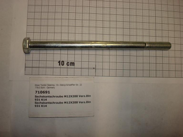 Hexagon screw DIN931,M12x200mm,8.8,galvanized