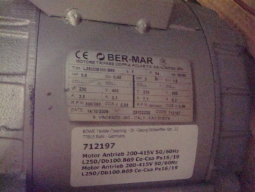 Drive motor,230/400V-50,1,5KW,no FU,shaft 22mm,P520,P525,PX16/19 before 2009