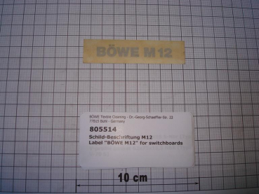 Label "BÖWE M12" for switchboard