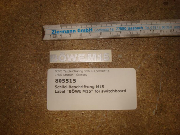 Label "BÖWE M15" for switchboard