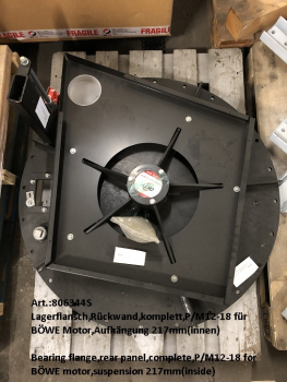 Bearing flange,rear panel,complete,P/M12-18 for BÖWE motor,suspension 217mm(inside)