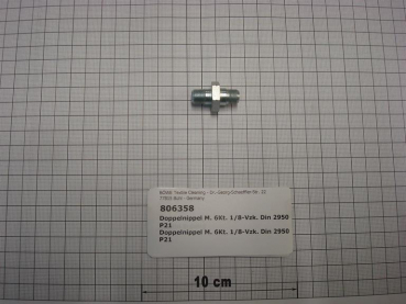 Double nipple,280V04,with hexagon,1/8",galvanized