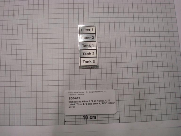 Label "filter 1/2 and tank 1/2/3" colour silver