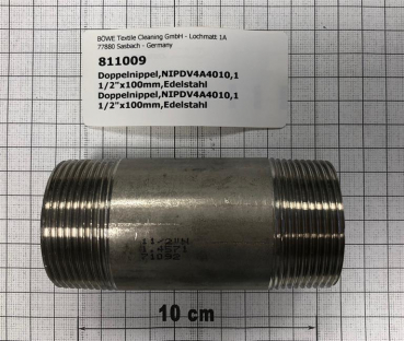 Double nipple,NIPDV4A4010,1 1/2"x100mm,stainless steel