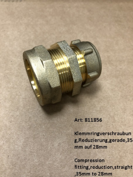 Compression fitting,reduction,straight,35mm to 28mm