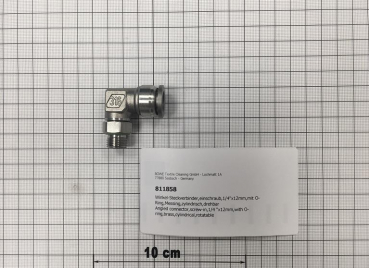 Angled connector,screw-in,1/4 "x12mm,with O-ring,brass,cylindrical,rotatable