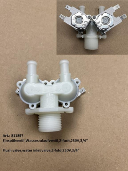 Flush valve,water inlet valve,2-fold,230V,3/4"