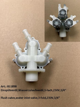 Flush valve,water inlet valve,3-fold,230V,3/4"