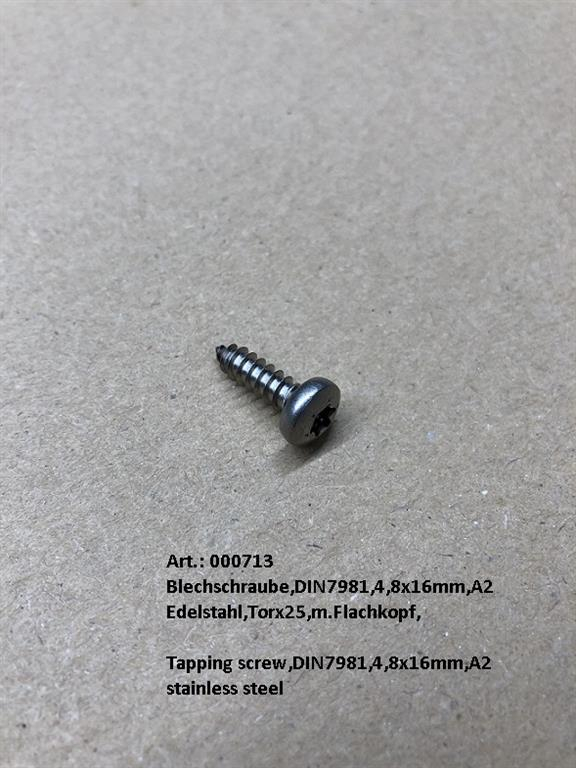 Tapping screw,DIN7981,4,8x16mm,A2 stainless steel