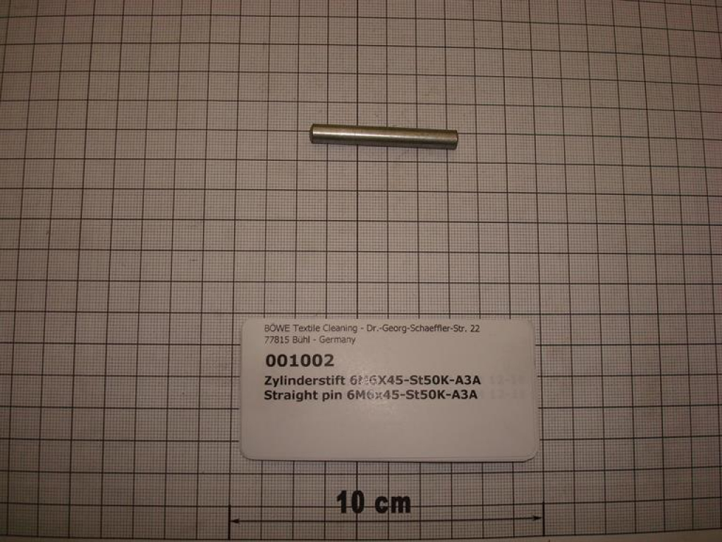 Cylindrical pin,M6x45mm,galvanized
