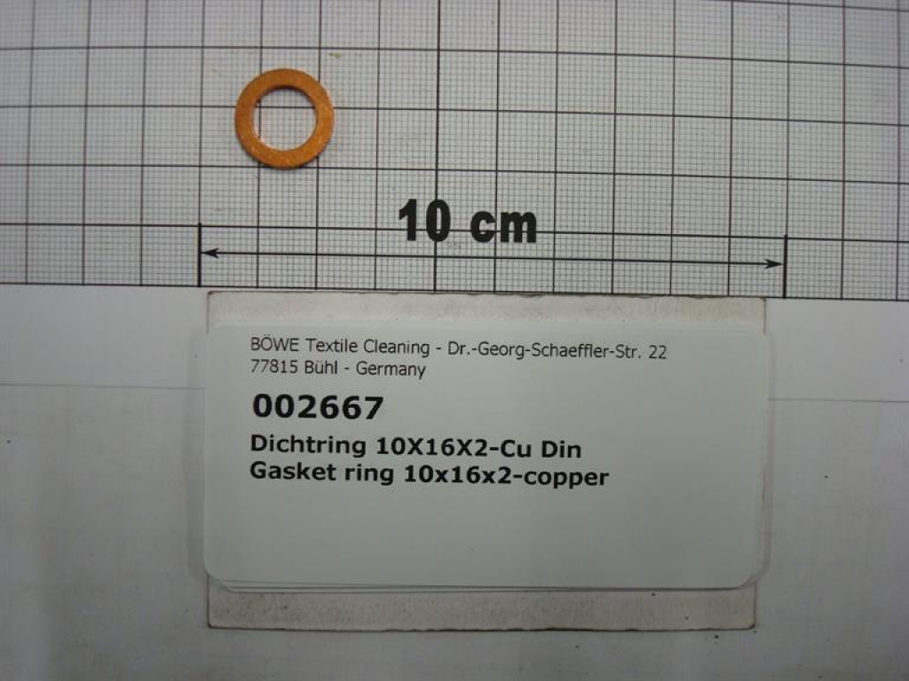 Gasket ring 10x16x2 copper