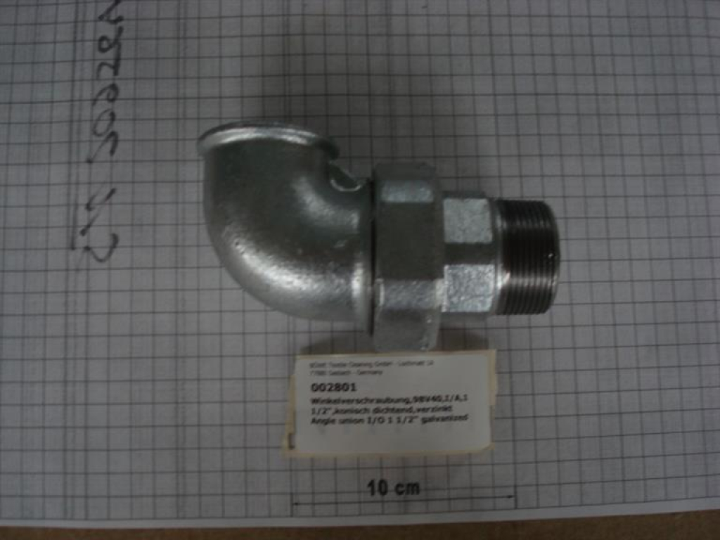 Elbow union,98V40,I/O,1 1/2",conical sealing,galvanized