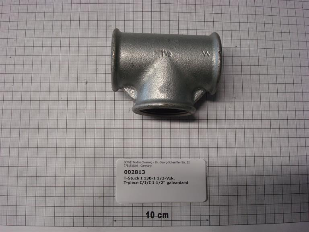 T-piece,130V40,1 1/2",galvanized