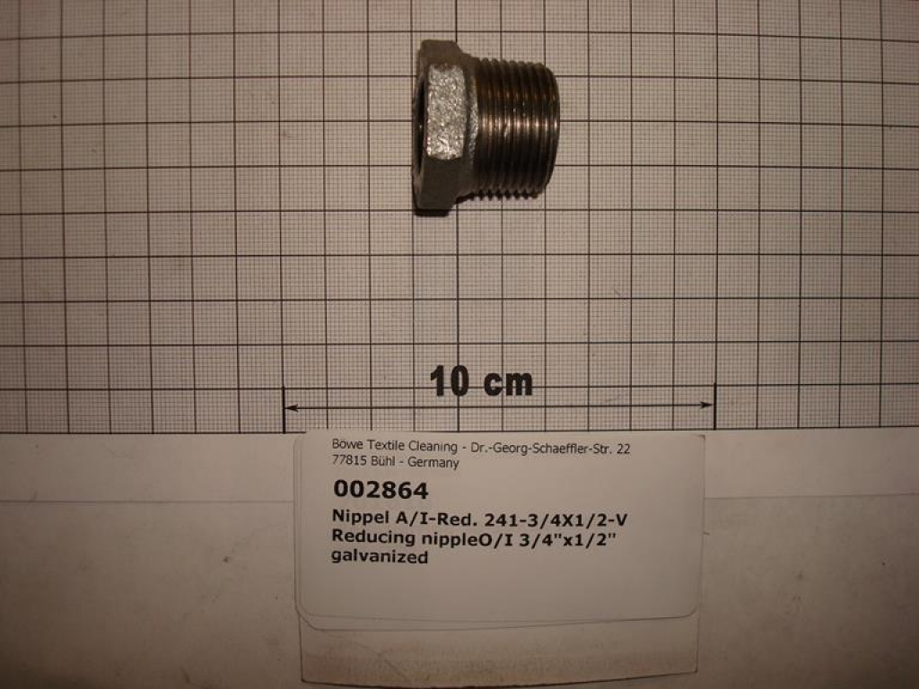 Reducing nipple,241V2015,O/I,3/4"x1/2",galvanized